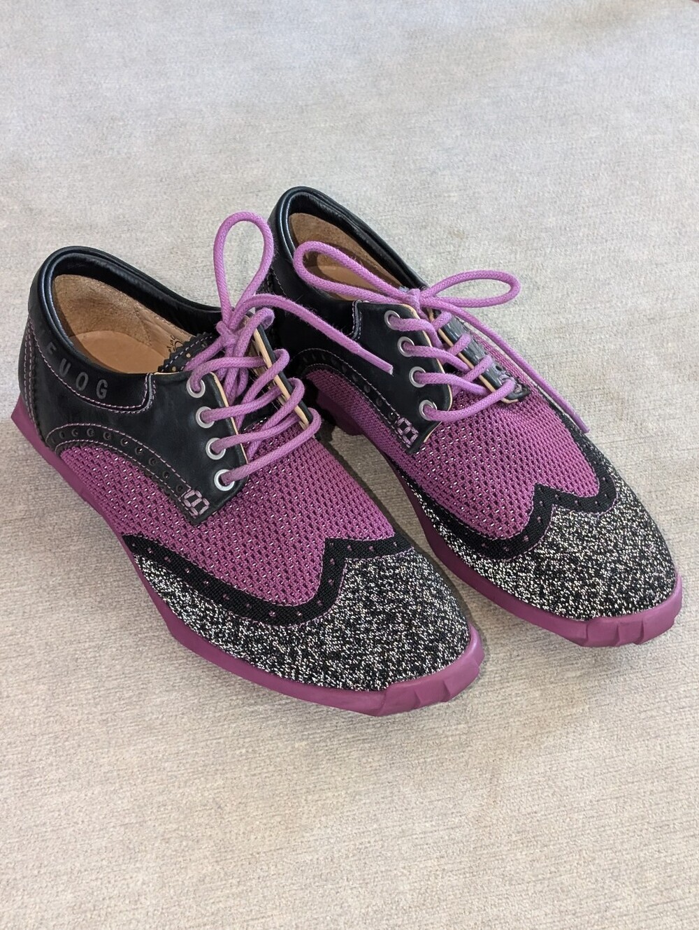 John Fluevog Orbit Shoes | Purple & Black | Men's 4 / Women's 6